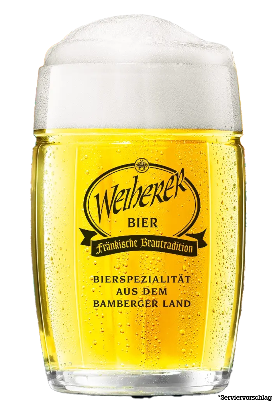 Bulbous glass mug, Weiherer beer 0.5 l